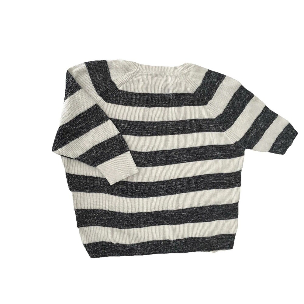Tommy Hilfiger Striped 3/4 Sleeve Sweater White/Blue Crew Minimalist Coastal
